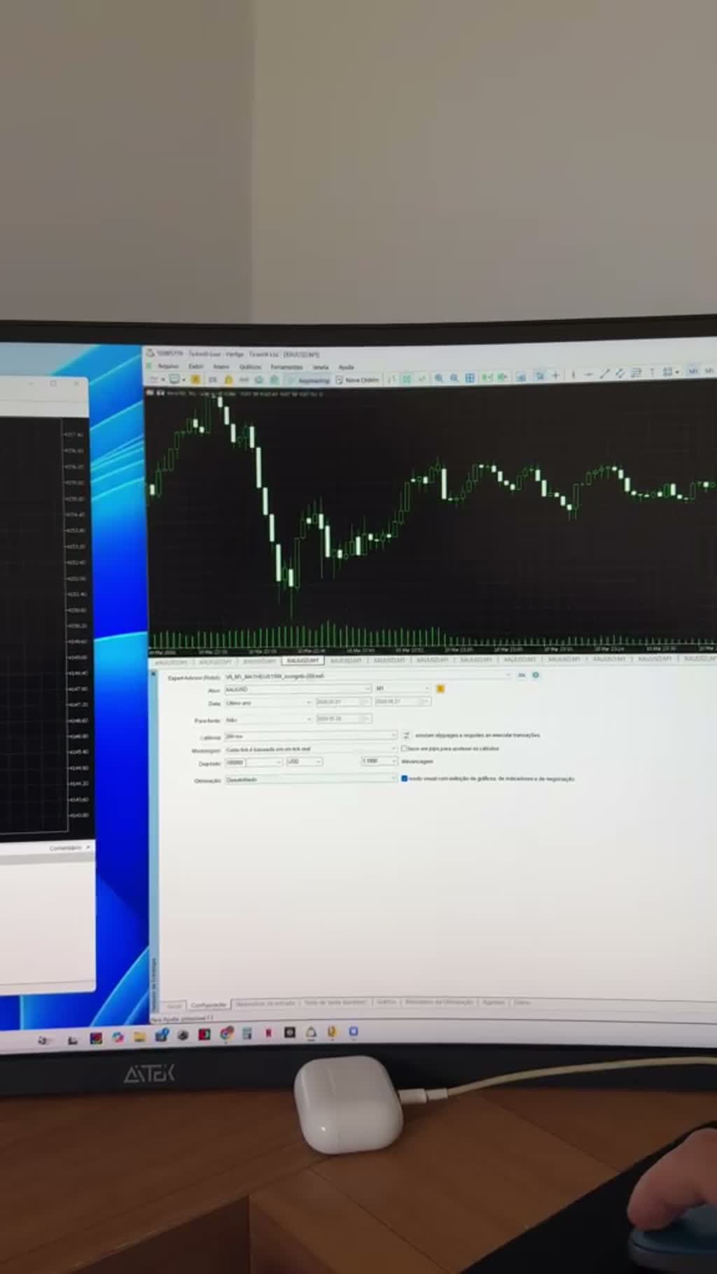 Gráfico de operação em plataforma de trading